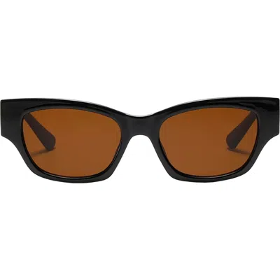 Fifth & Ninth Andi 51mm Polarized Rectangular Sunglasses In Black/brown
