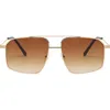 Fifth & Ninth Arden 56mm Polarized Aviator Sunglasses In Brown