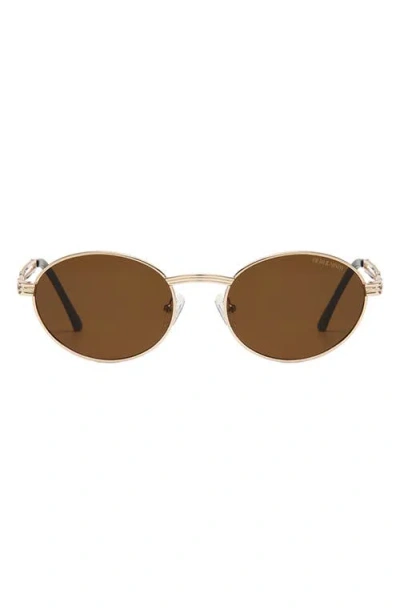 Fifth & Ninth Blake 52mm Polarized Oval Sunglasses In Brown/gold