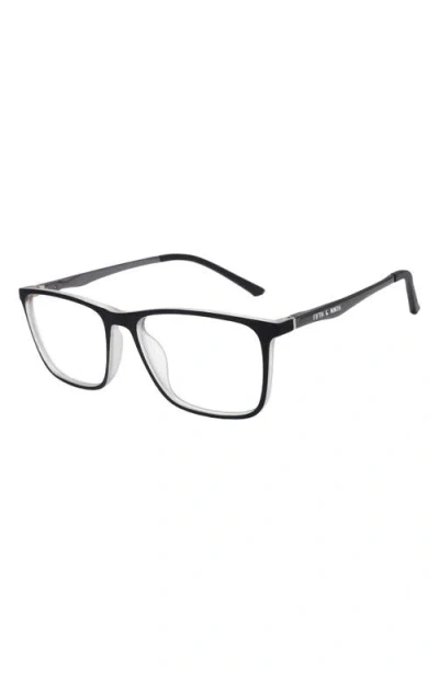 Fifth & Ninth Boston 56mm Blue Light Filtering Glasses In White/black
