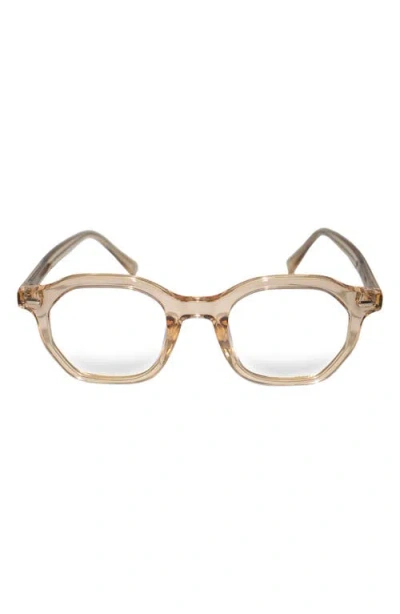 Fifth & Ninth Cameron 48mm Round Blue Light Blocking Glasses In Transparent Tan/clear
