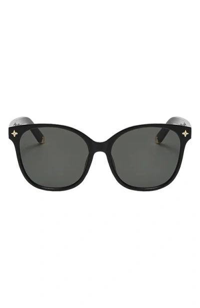 Fifth & Ninth Cara 56mm Polarized Round Sunglasses In Black