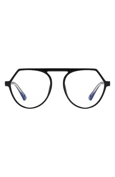 Fifth & Ninth Carter 53mm Round Blue Light Blocking Glasses In Black/clear