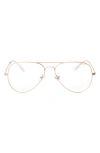 Fifth & Ninth Charlie 53mm Aviator Blue Light Blocking Glasses In Rose Gold