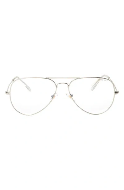 Fifth & Ninth Charlie 53mm Aviator Blue Light Blocking Glasses In Silver
