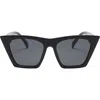 Fifth & Ninth Chicago 53mm Polarized Cat Eye Sunglasses In Black/black