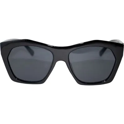 Fifth & Ninth Clara 50mm Polarized Small Geometric Sunglasses In Black/black