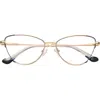 Fifth & Ninth Cora 54mm Cat Eye Blue Light Blocking Glasses In Gold/clear