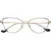Fifth & Ninth Cora 54mm Cat Eye Blue Light Blocking Glasses In Gold