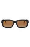 Fifth & Ninth Danni 70mm Oversize Polarized Rectangular Sunglasses In Black/gradient Brown