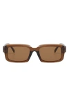 Fifth & Ninth Danni 70mm Oversize Polarized Rectangular Sunglasses In Brown