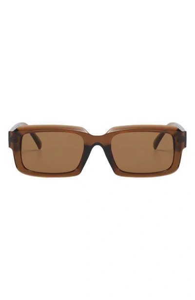 Fifth & Ninth Danni 70mm Oversize Polarized Rectangular Sunglasses In Brown