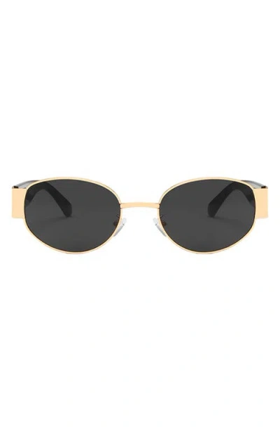 Fifth & Ninth Elliot 57mm Polarized Oval Sunglasses In Black/gold