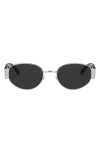Fifth & Ninth Elliot 57mm Polarized Oval Sunglasses In Black/silver