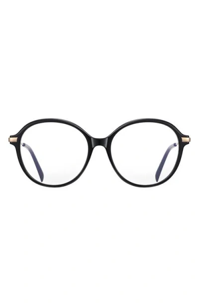 Fifth & Ninth Elsie 53mm Round Blue Light Blocking Glasses In Black