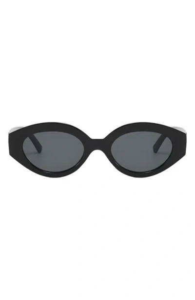Fifth & Ninth Emily 52mm Oval Polarized Sunglasses In Black/black