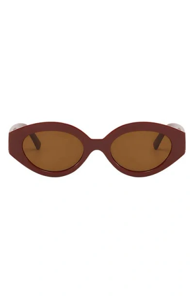 Fifth & Ninth Emily 52mm Oval Polarized Sunglasses In Brown/brown