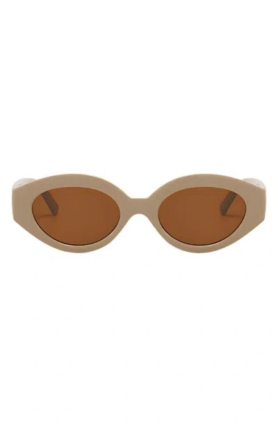 Fifth & Ninth Emily 52mm Oval Polarized Sunglasses In Taupe/taupe