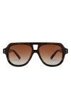 Fifth & Ninth Ender 53mm Polarized Aviator Sunglasses In Brown