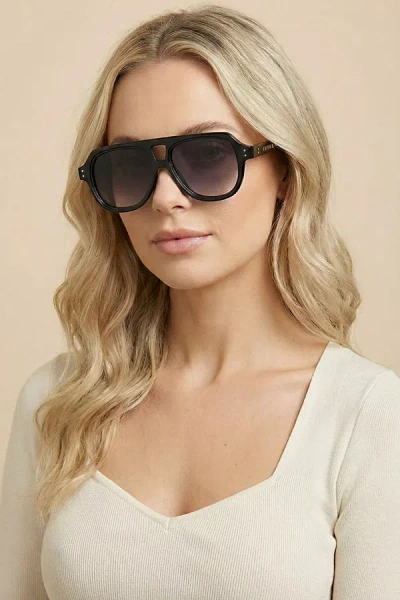 Fifth & Ninth Ender Aviator Polarized Sunglasses In Black At Urban Outfitters