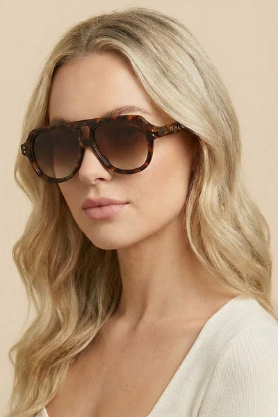 Fifth & Ninth Ender Aviator Polarized Sunglasses In Torte/brown At Urban Outfitters