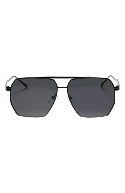Fifth & Ninth Goldie 60mm Polarized Aviator Sunglasses In Black/black
