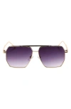 Fifth & Ninth Goldie 60mm Polarized Aviator Sunglasses In Gold/purple