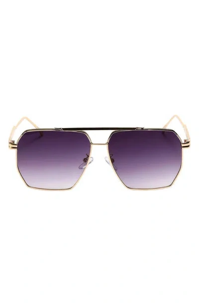 Fifth & Ninth Goldie 60mm Polarized Aviator Sunglasses In Gold/purple