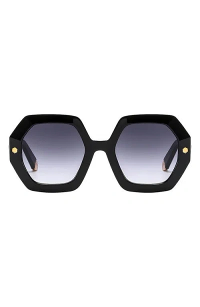 Fifth & Ninth Haven 52mm Polarized Geometric Sunglasses In Black/black