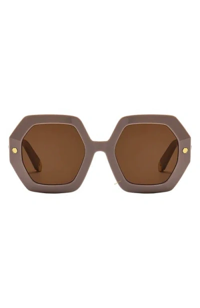 Fifth & Ninth Haven 52mm Polarized Geometric Sunglasses In Tan/brown