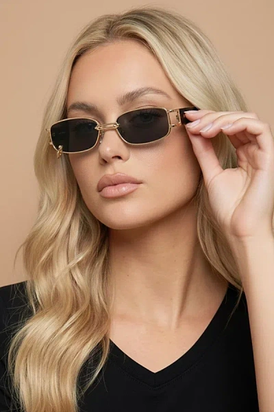 Fifth & Ninth Inez Pierced Lens Sunglasses In Black/gold, Women's At Urban Outfitters
