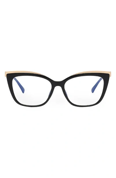 Fifth & Ninth Jami 53mm Cat Eye Blue Light Blocking Glasses In Black