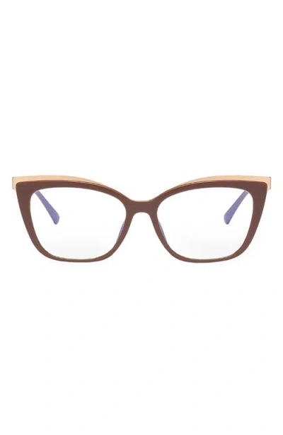 Fifth & Ninth Jami 53mm Cat Eye Blue Light Blocking Glasses In Brown