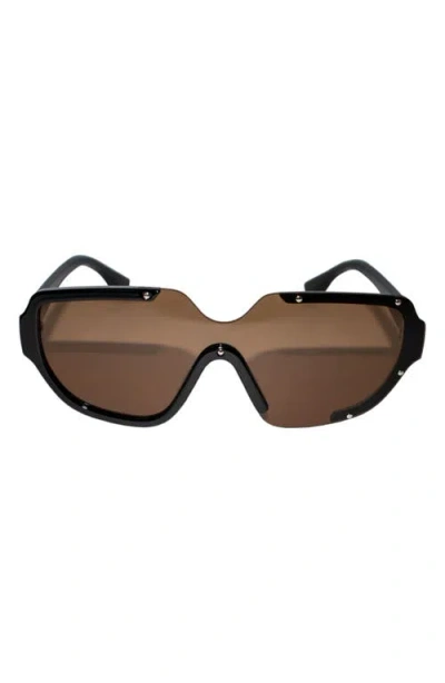 Fifth & Ninth Jolie 71mm Oversize Polarized Square Sunglasses In Black/brown