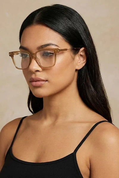 Fifth & Ninth Karli Square Blue Light Glasses In Transparent Clay, Women's At Urban Outfitters In Brown