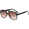 Fifth & Ninth Kingston Aviator 60mm Oval Sunglasses In Black/torte/brown