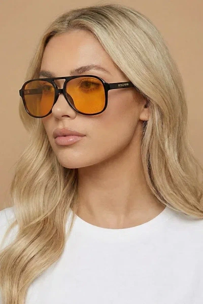 Fifth & Ninth Kingston Aviator Sunglasses In Black/orange At Urban Outfitters