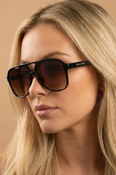 Fifth & Ninth Kingston Aviator Sunglasses In Black/torte At Urban Outfitters In Brown