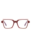 Fifth & Ninth Kitt 50mm Square Blue Light Blocking Glasses In Burgundy