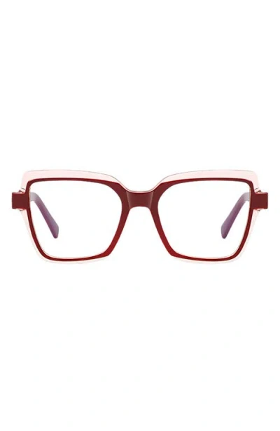 Fifth & Ninth Kitt 50mm Square Blue Light Blocking Glasses In Burgundy
