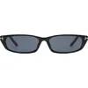 Fifth & Ninth Lana 55mm Rectangular Sunglasses In Black/black