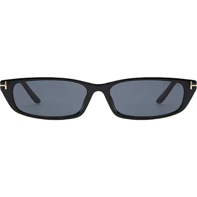 Fifth & Ninth Lana 55mm Rectangular Sunglasses In Black/black