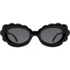 Fifth & Ninth Lilah 74mm Polarized Oversize Oval Sunglasses In Black