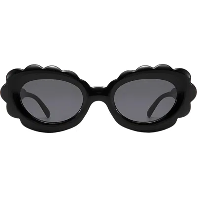 Fifth & Ninth Lilah 74mm Polarized Oversize Oval Sunglasses In Black