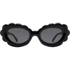 Fifth & Ninth Lilah 74mm Polarized Oversize Oval Sunglasses In Black/black