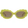 Fifth & Ninth Lilah 74mm Polarized Oversize Oval Sunglasses In Pear Green/brown