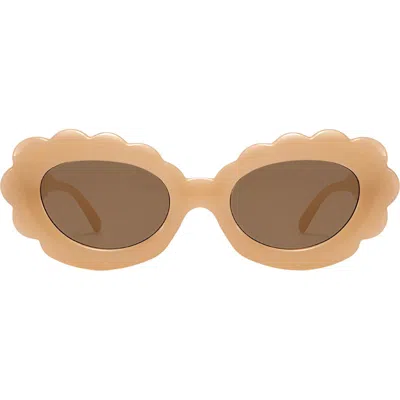 Fifth & Ninth Lilah 74mm Polarized Oversize Oval Sunglasses In Tan/tan