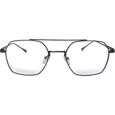 Fifth & Ninth Loki 51mm Geometric Blue Light Blocking Glasses In Black/clear