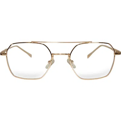 Fifth & Ninth Loki 51mm Geometric Blue Light Blocking Glasses In Gold/clear