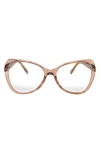 Fifth & Ninth Margot 54mm Butterfly Blue Light Blocking Glasses In Transparent Tan/clear